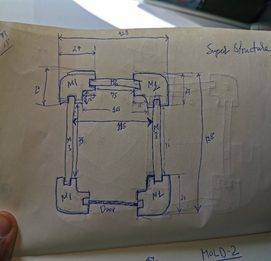 Hand sketch of the interlocking superstructure panels with dimensions