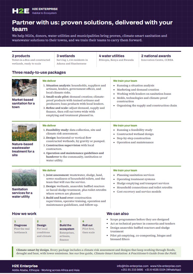 Cover of the H2E one-page partnership offer